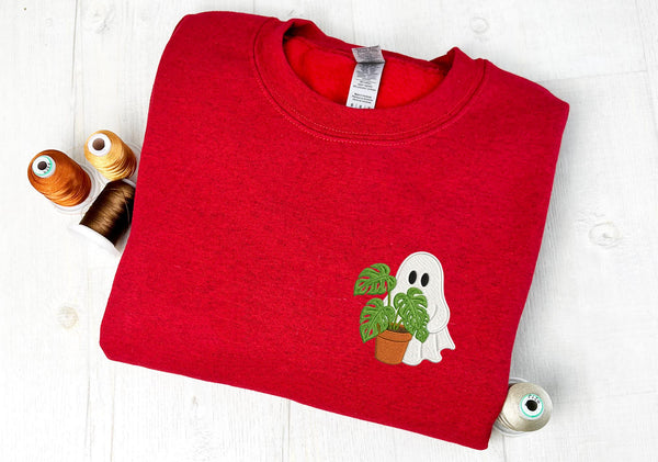 Ghost Plant Sweatshirt, Plant Lover Halloween Sweatshirt, Monstera Ghost Crewneck