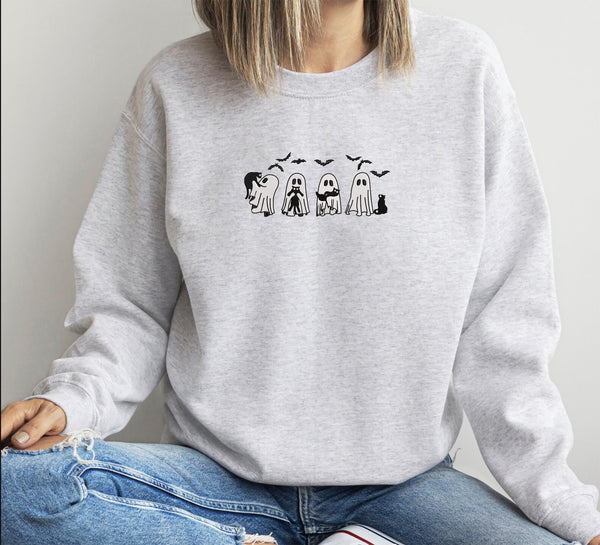 Cat Mom Halloween Sweatshirt, Cute Ghost Cat Sweatshirt, Spooky Season Crewneck