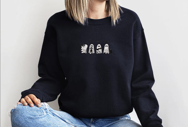 Cat Mom Halloween Sweatshirt, Cute Ghost Cat Sweatshirt, Spooky Season Crewneck