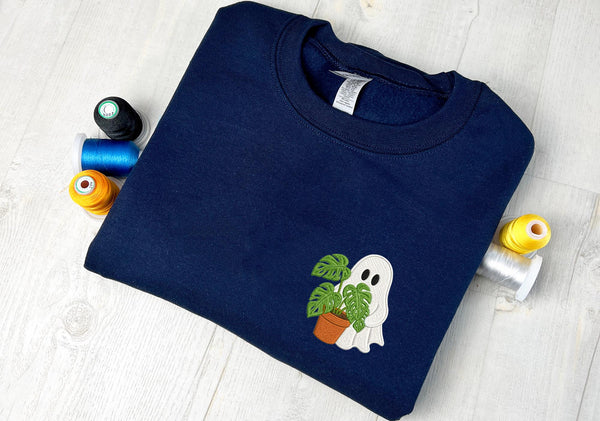 Ghost Plant Sweatshirt, Plant Lover Halloween Sweatshirt, Monstera Ghost Crewneck