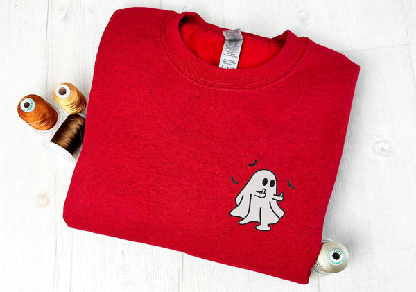 Middle Finger Ghost Halloween Sweatshirt, Funny Ghost Crewneck