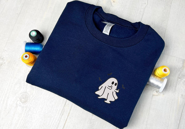 Middle Finger Ghost Halloween Sweatshirt, Funny Ghost Crewneck