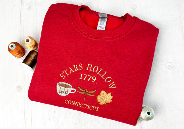 Embroidered Stars Hollow Sweatshirt, Fall Sweatshirt - obprintshop