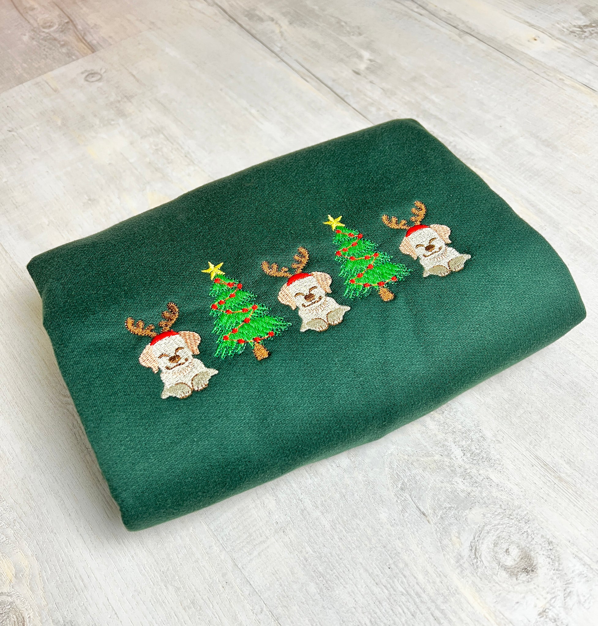 Embroidered Dog and Christmas Tree Sweatshirt, Gift for Dog Lovers - obprintshop