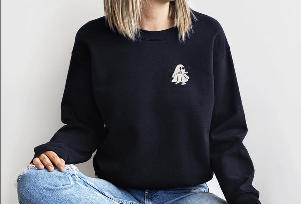 Middle Finger Ghost Halloween Sweatshirt, Funny Ghost Crewneck