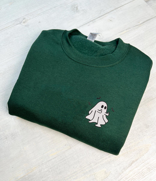 Middle Finger Ghost Halloween Sweatshirt, Funny Ghost Crewneck