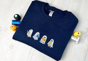 Bookish Ghosts Halloween Embroidered Sweatshirt/ Tshirt - obprintshop