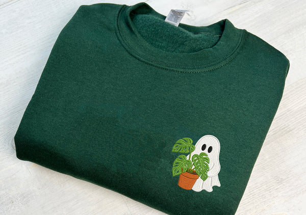 Ghost Plant Sweatshirt, Plant Lover Halloween Sweatshirt, Monstera Ghost Crewneck