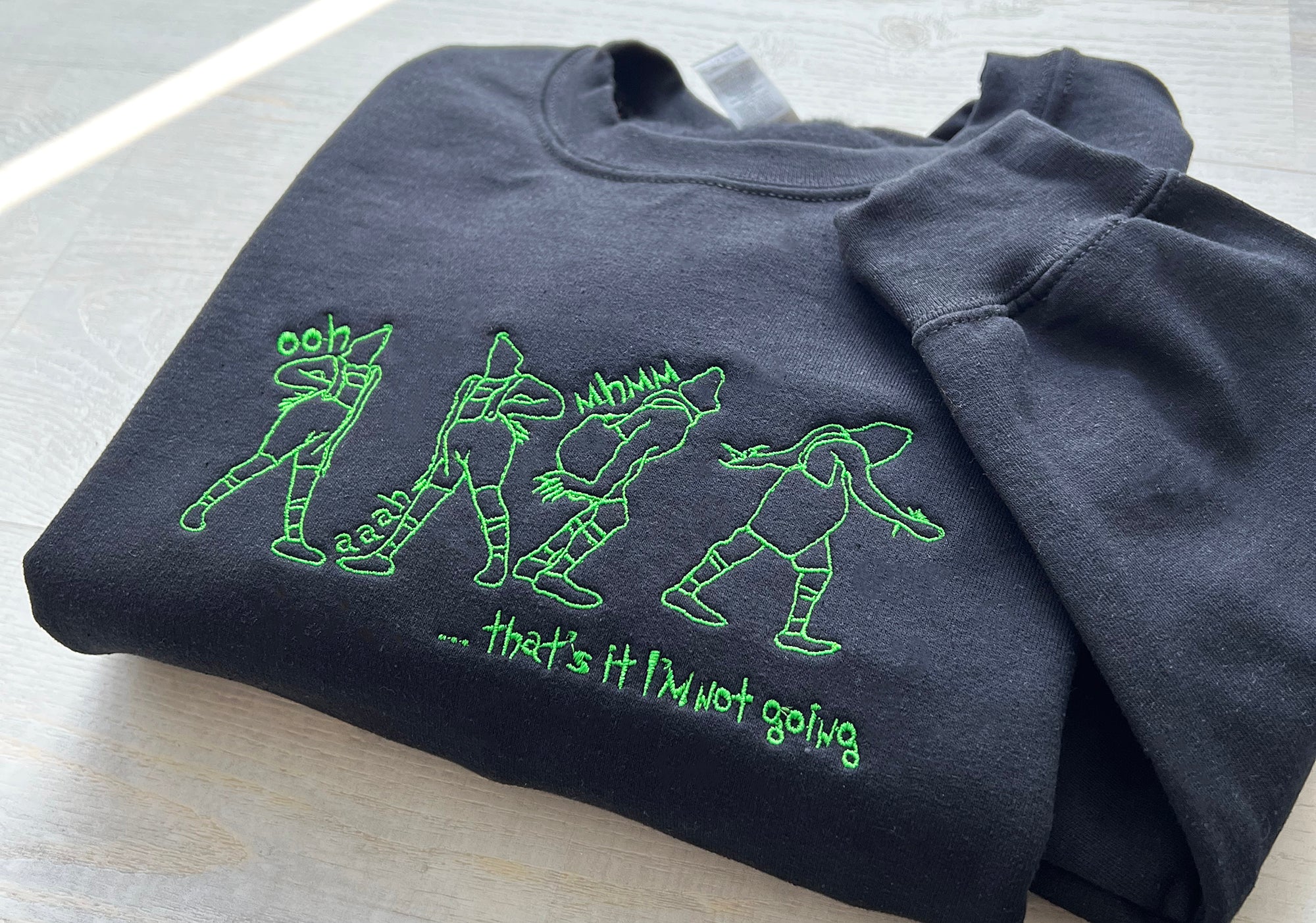 That's It, I'm Not Going! Grinch Embroidered Sweatshirt - Grey And Black