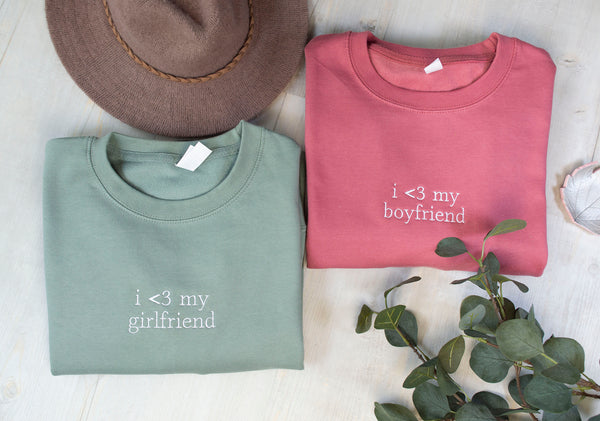 Personalised Embroidered Sweatshirt, Valentines Day Gift For Him And For Her Couples Gifts - obprintshop