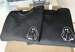 Ghost Middle Finger Matching Halloween Sweatshirts And Hoodies - obprintshop