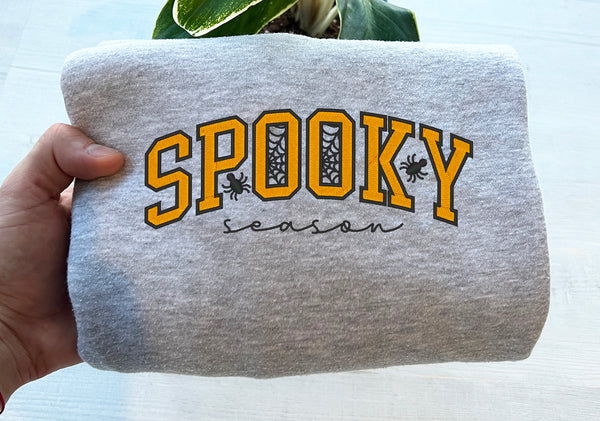 Spooky Season Embroidered Sweatshirt, Halloween Sweatshirt - obprintshop