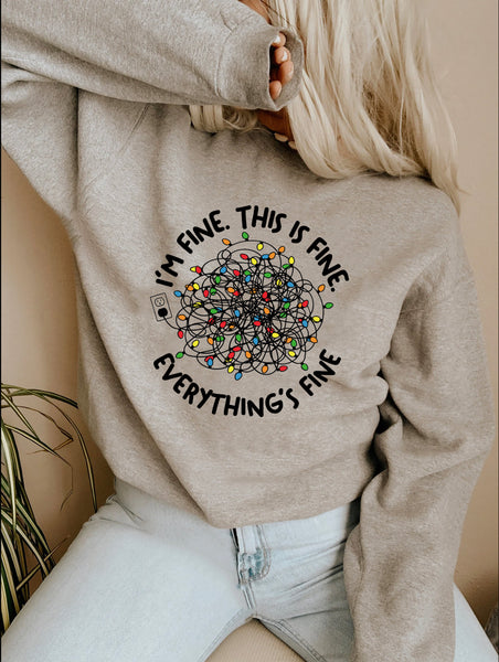 I'm Fine This Is Fine Everything Is Fine Sweatshirt, Mental Health Awareness Christmas Sweatshirt - obprintshop